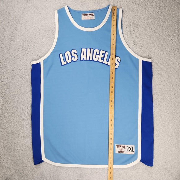 Los Angeles Basketball Jersey Mens 2XL Blue Throwback Style NBA Basketball Retro - Picture 7 of 14
